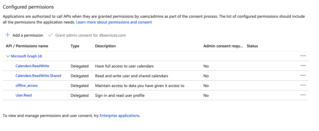 Microsoft graph configure permissions