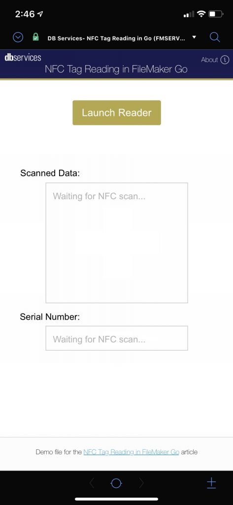 FileMaker Launch Button NFC Scan