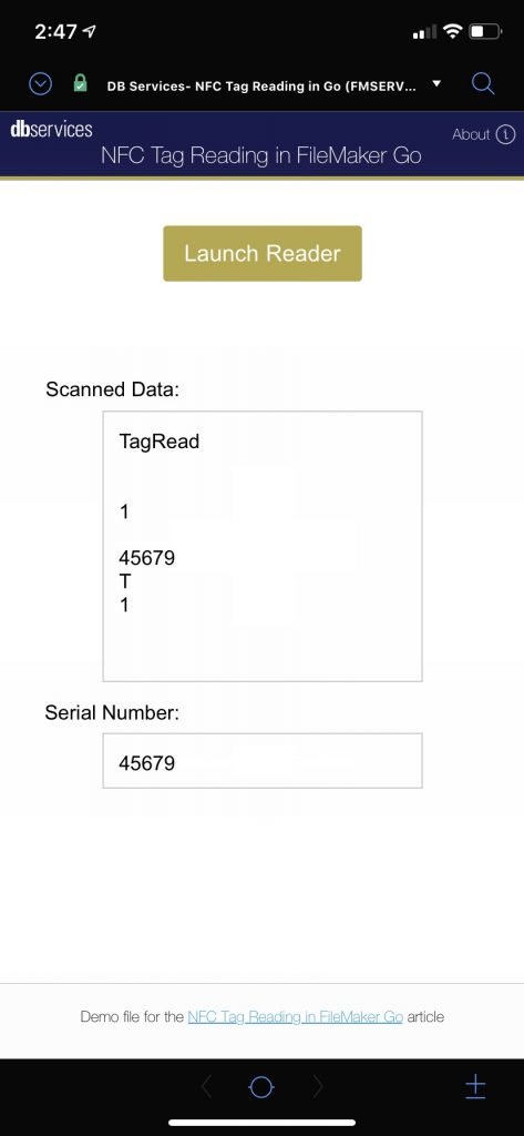 FileMaker NFC Tag Read