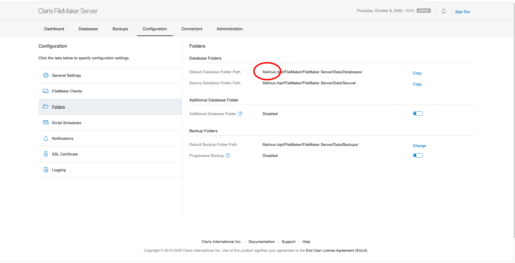 Claris FileMaker Server Folder Setup on Linux