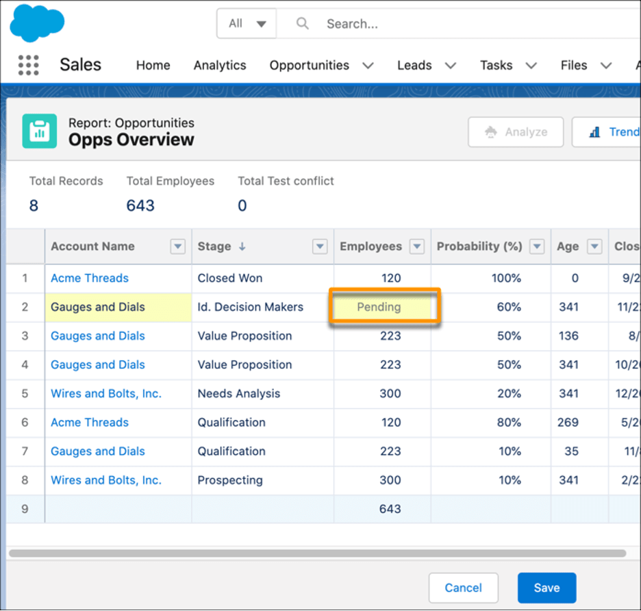 Edit Multiple Fields Inline on Reports