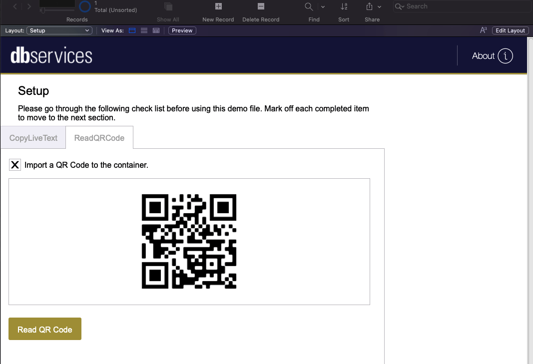 filemaker 19.5 read qr code function tab