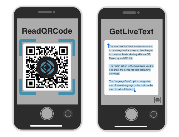 FileMaker CopyLiveText & ReadQRCode Functions