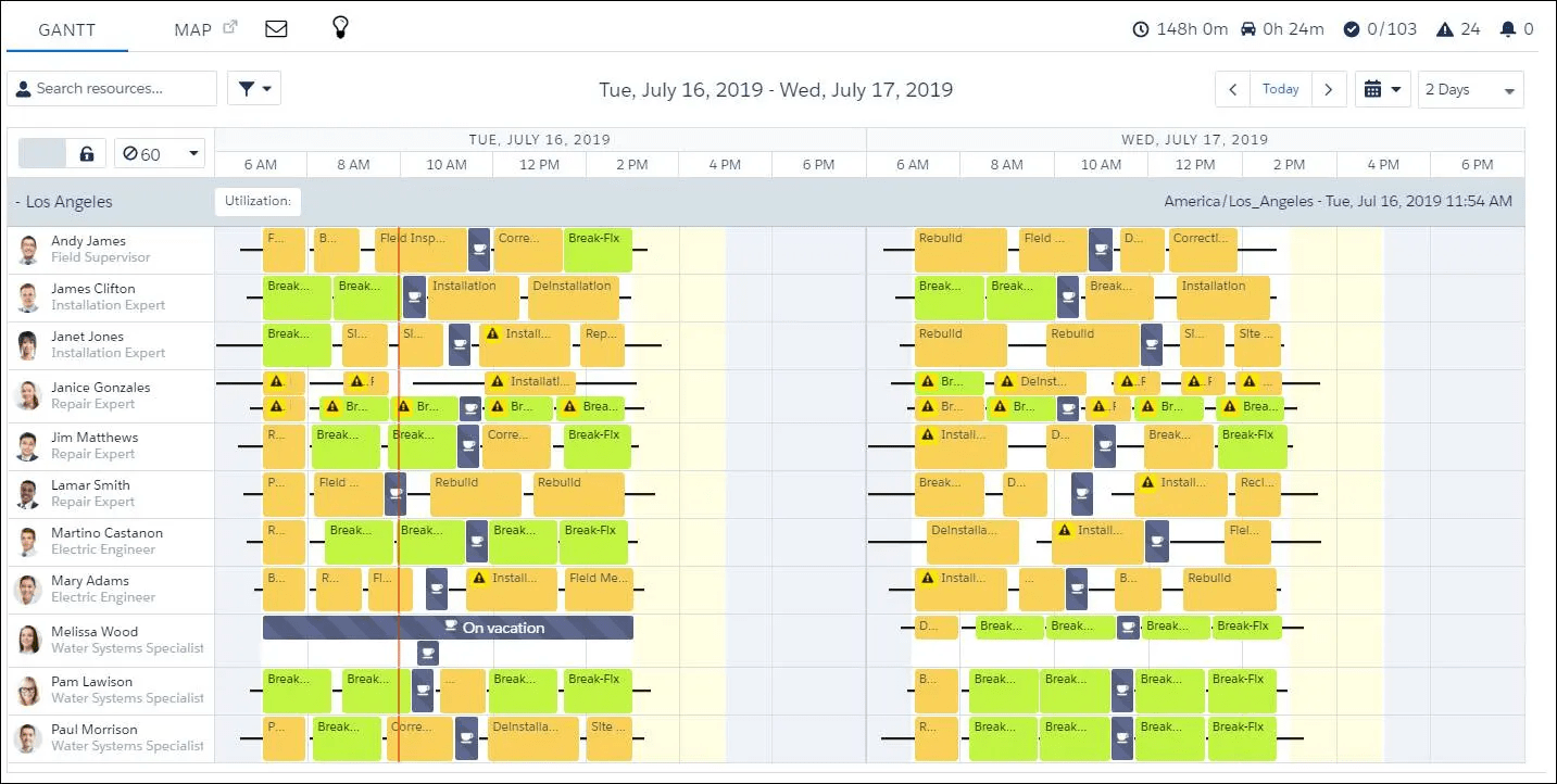 Salesforce field service scheduling optimization