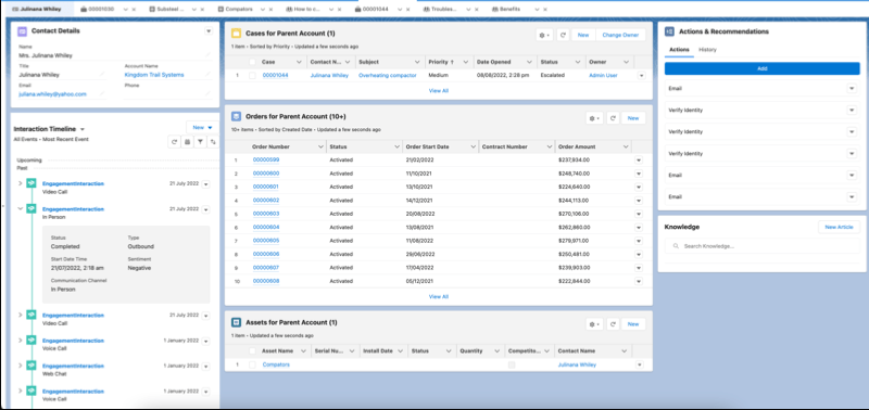 salesforce service console manufacturing