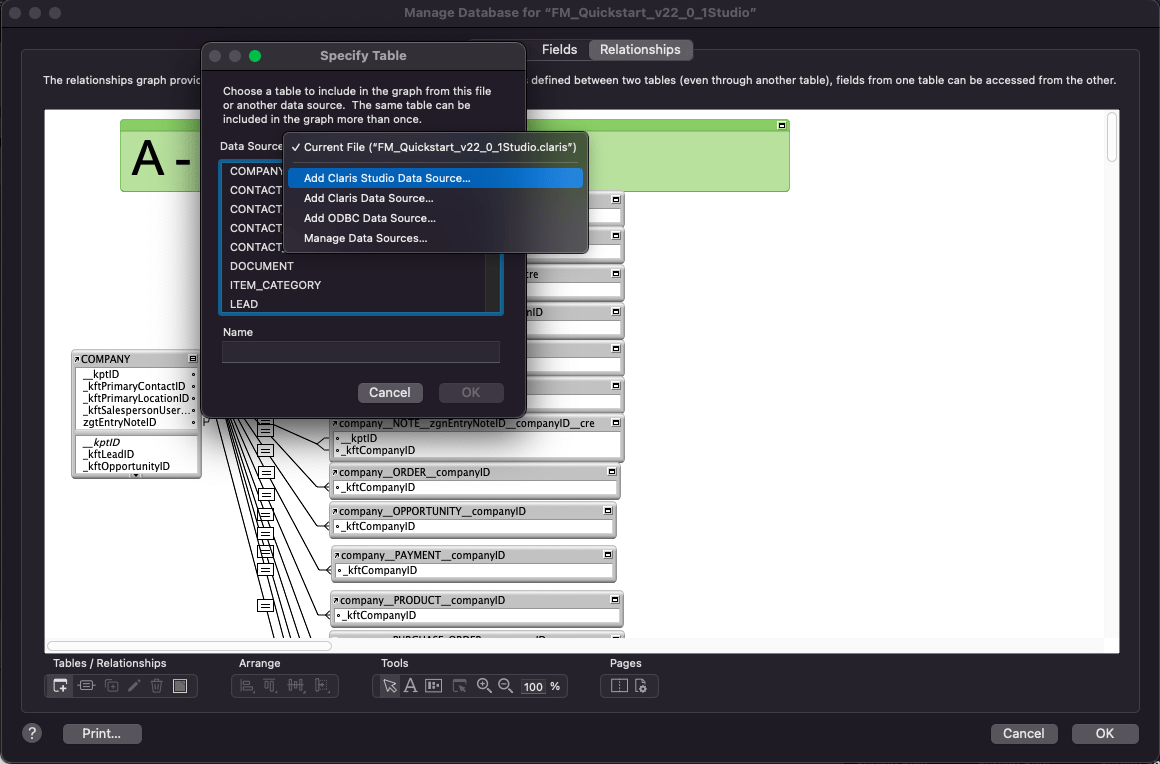 Adding a Claris Studio Data Source