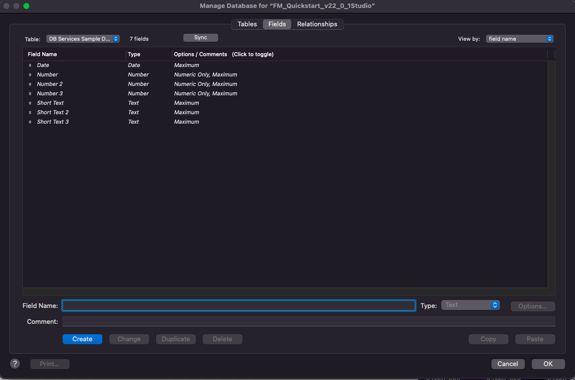 Claris Studio Data Source Fields