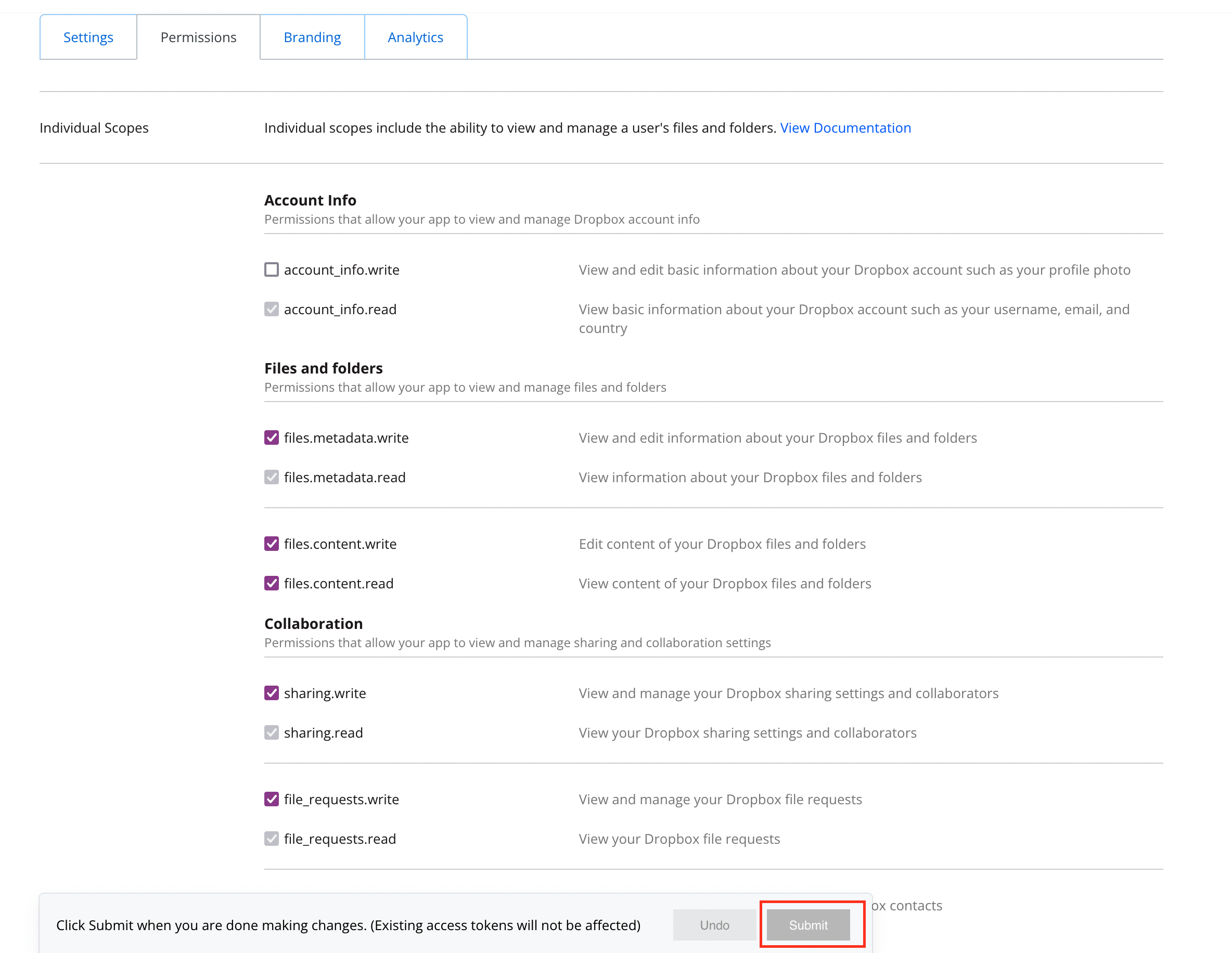 dropbox app scope permissions