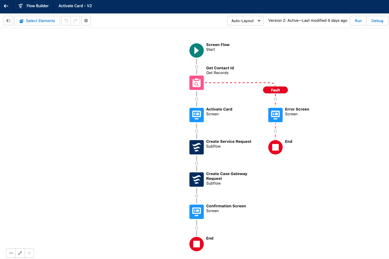 salesforce financial services cloud activating card flow