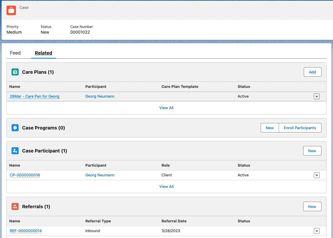 salesforce nonprofit cloud Case management related lists