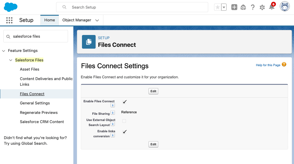 external file storage for salesforce files connect settings