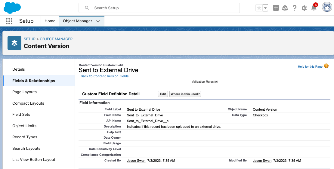 external file storage for salesforce sent to external drive checkbox