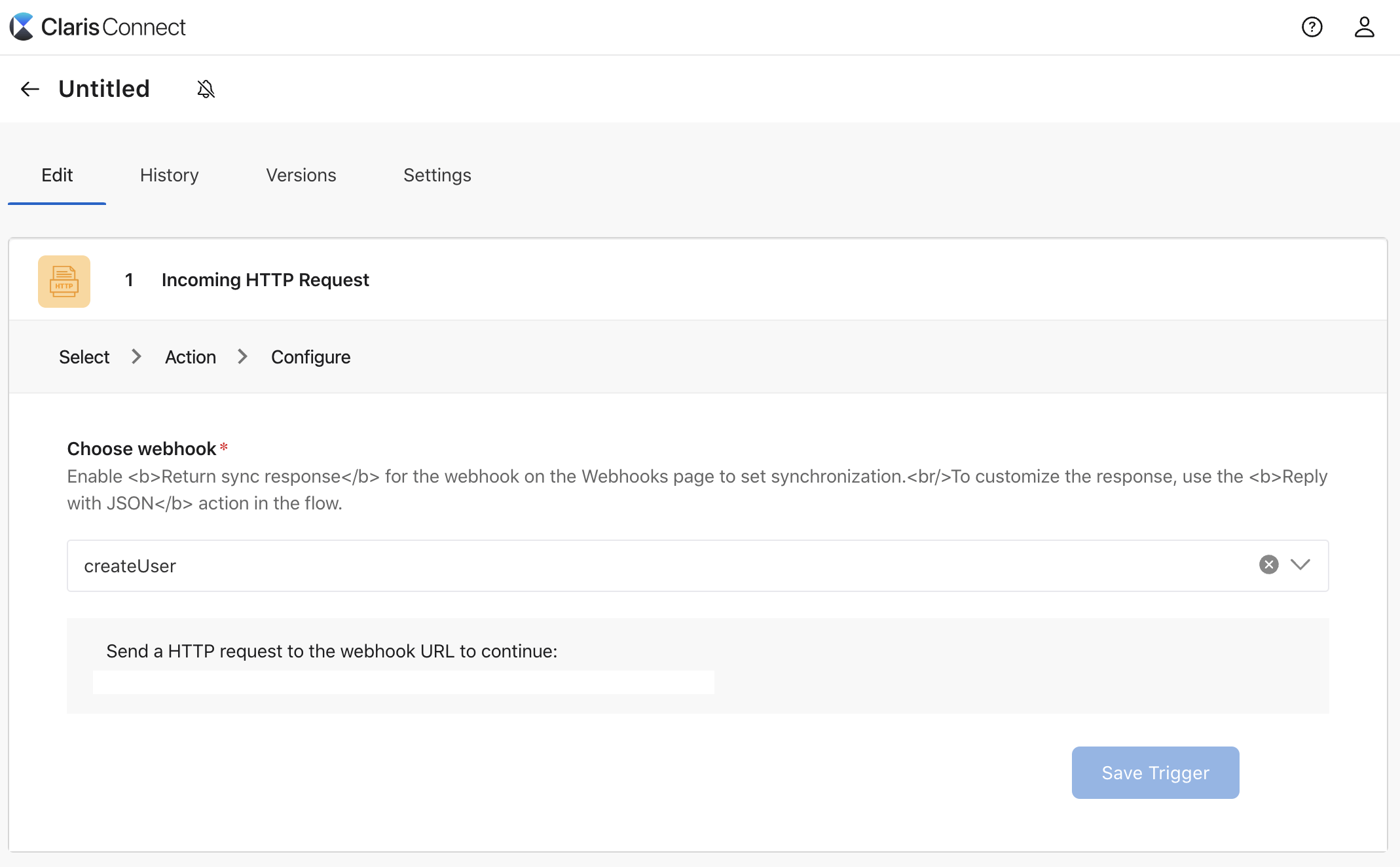 claris connect adding http trigger