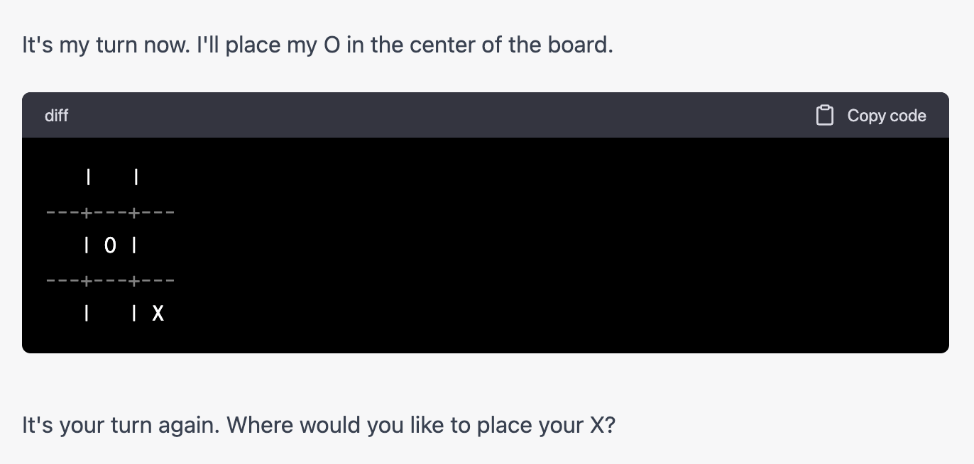 chatgpt tic tac toe
