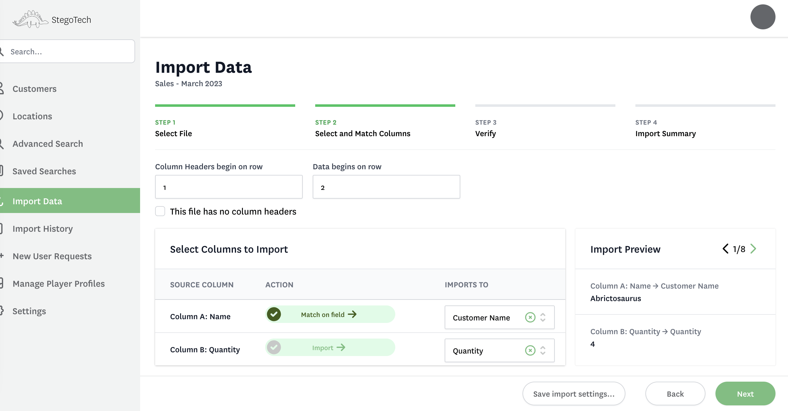 Custom DynamoDB Import Wizard Step 2