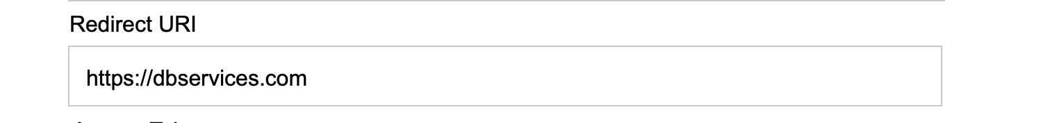 Example redirect URL https://dbservices.com