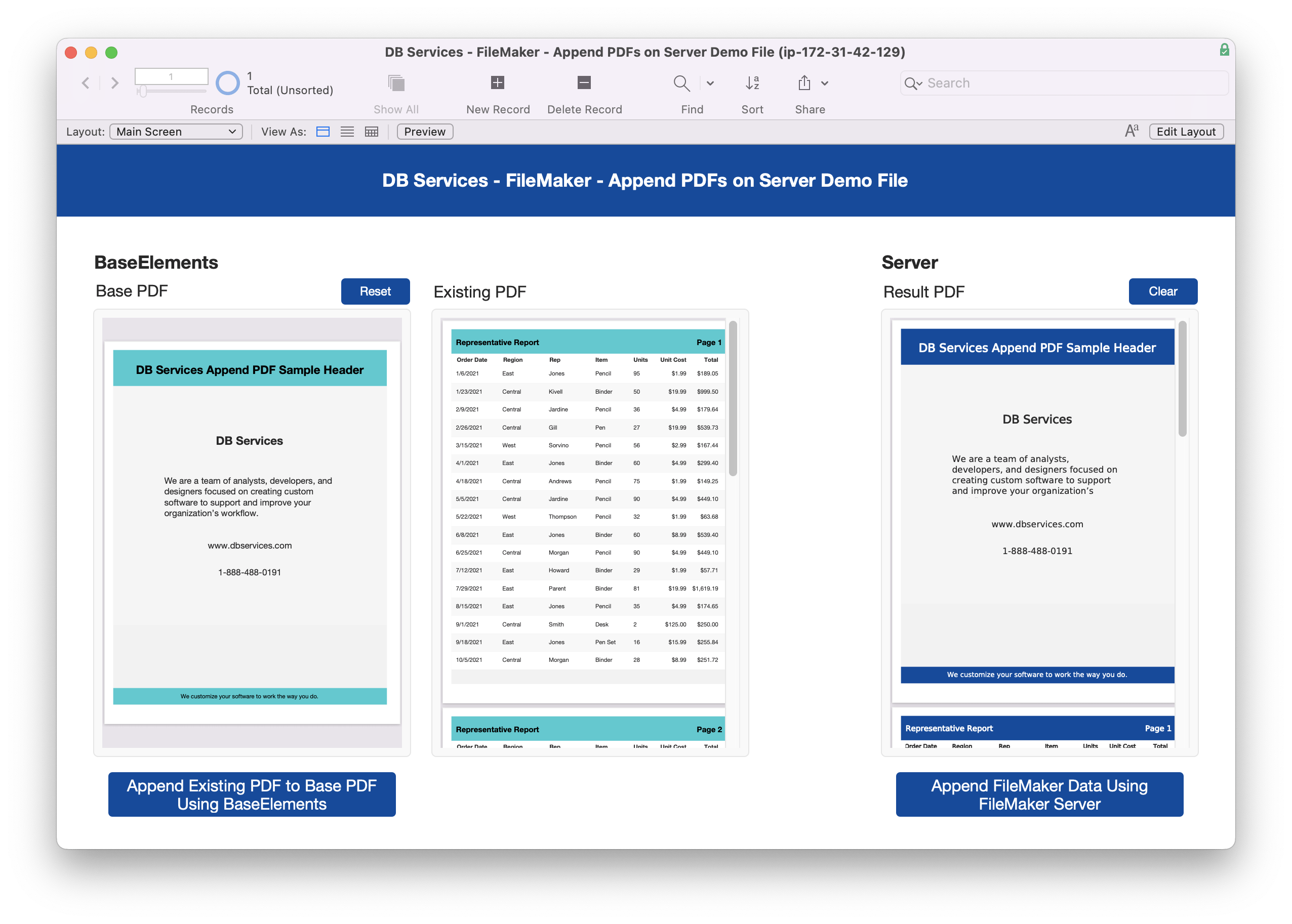 Append PDFs using native FileMaker Server functionality