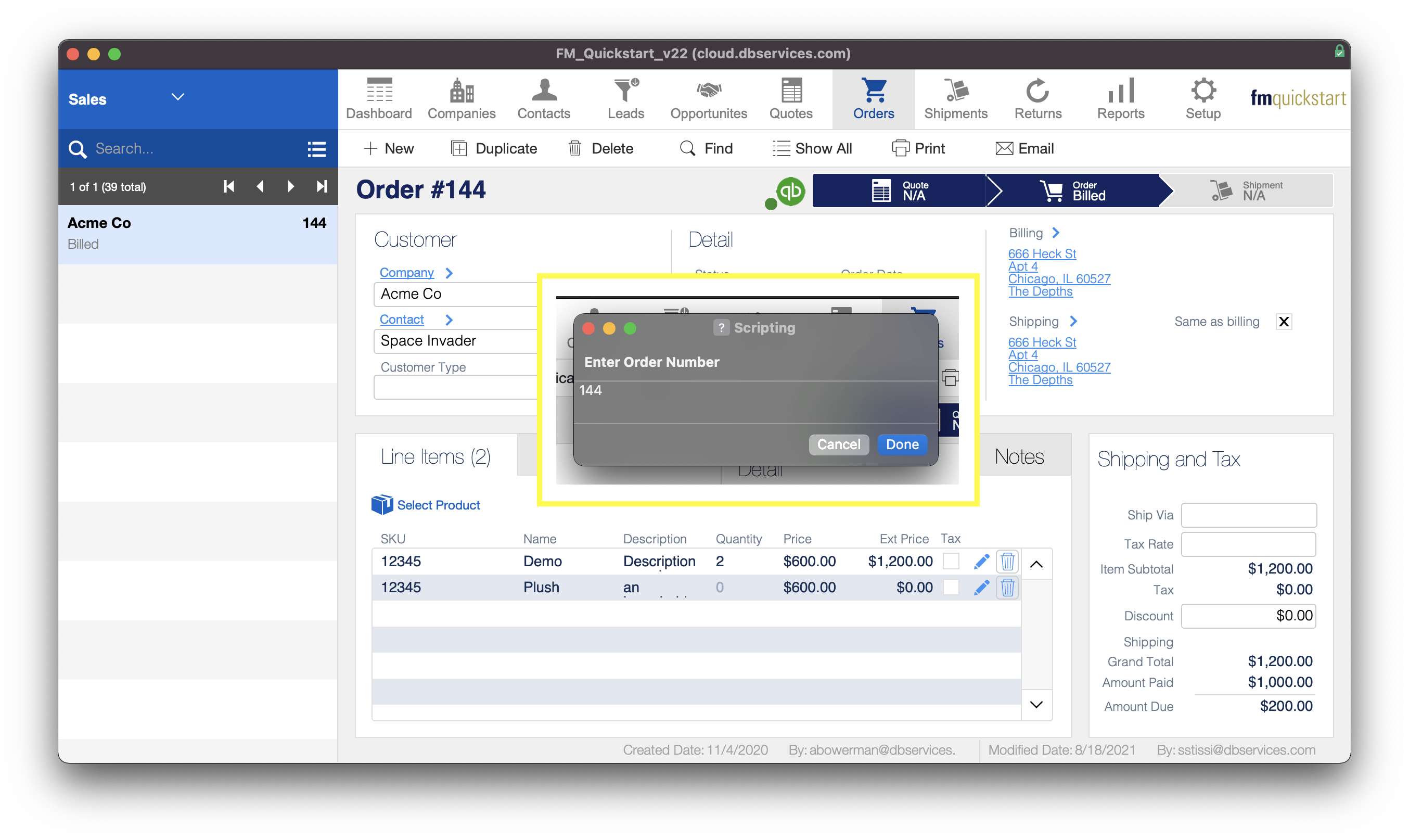 FM Quickstart Monterey Shortcuts- Enter Order Number