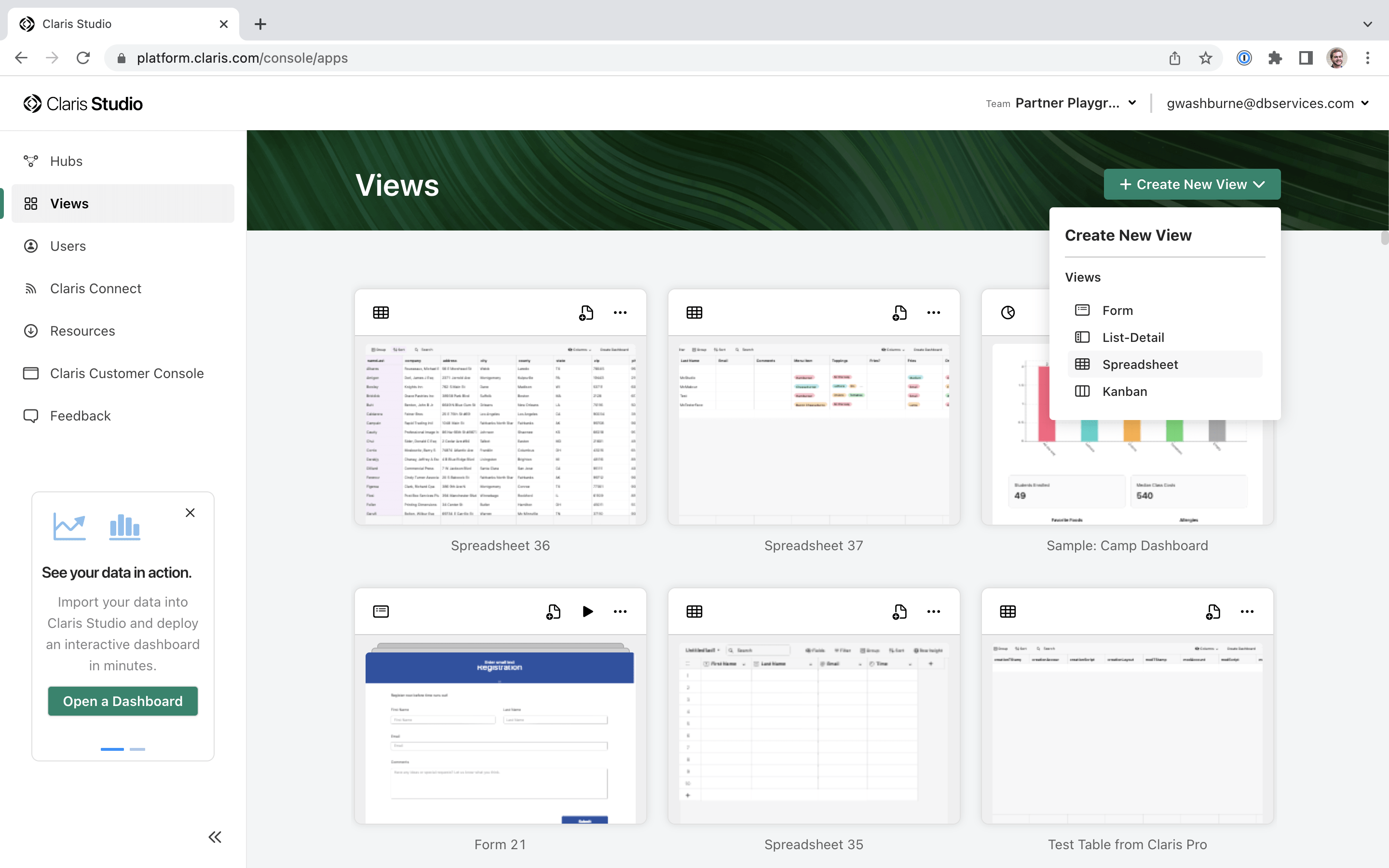 Create a new Spreadsheet in Claris Studio