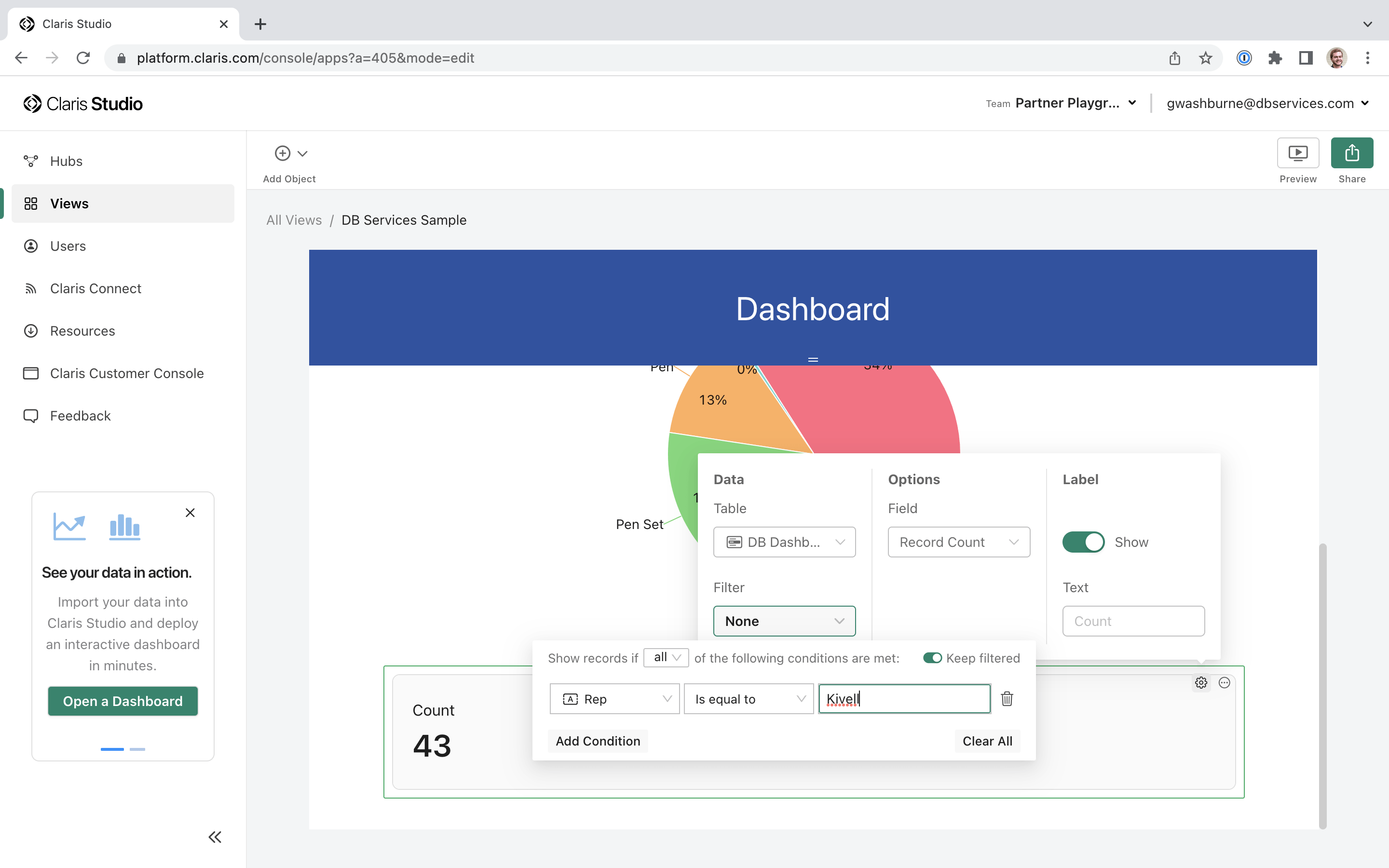 Add a Filter Condition to a Claris Studio Dashboard Summary