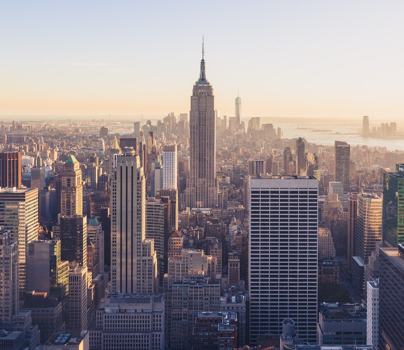 City skyline view of New York City, New York with a view of the Empire State Building