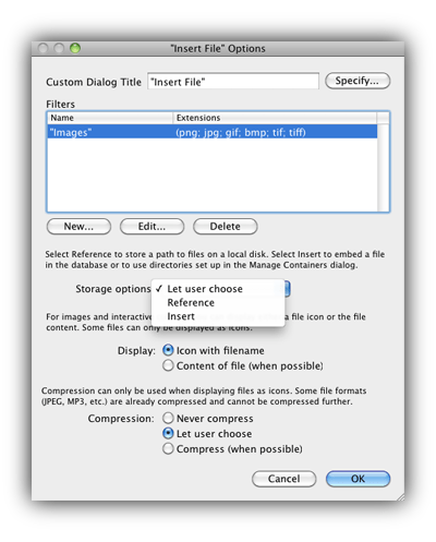 Data Options - FileMaker 12