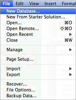 FileMaker New Database