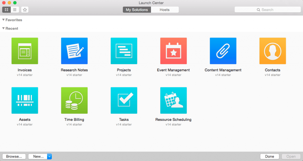 FileMaker 14 Launch Center