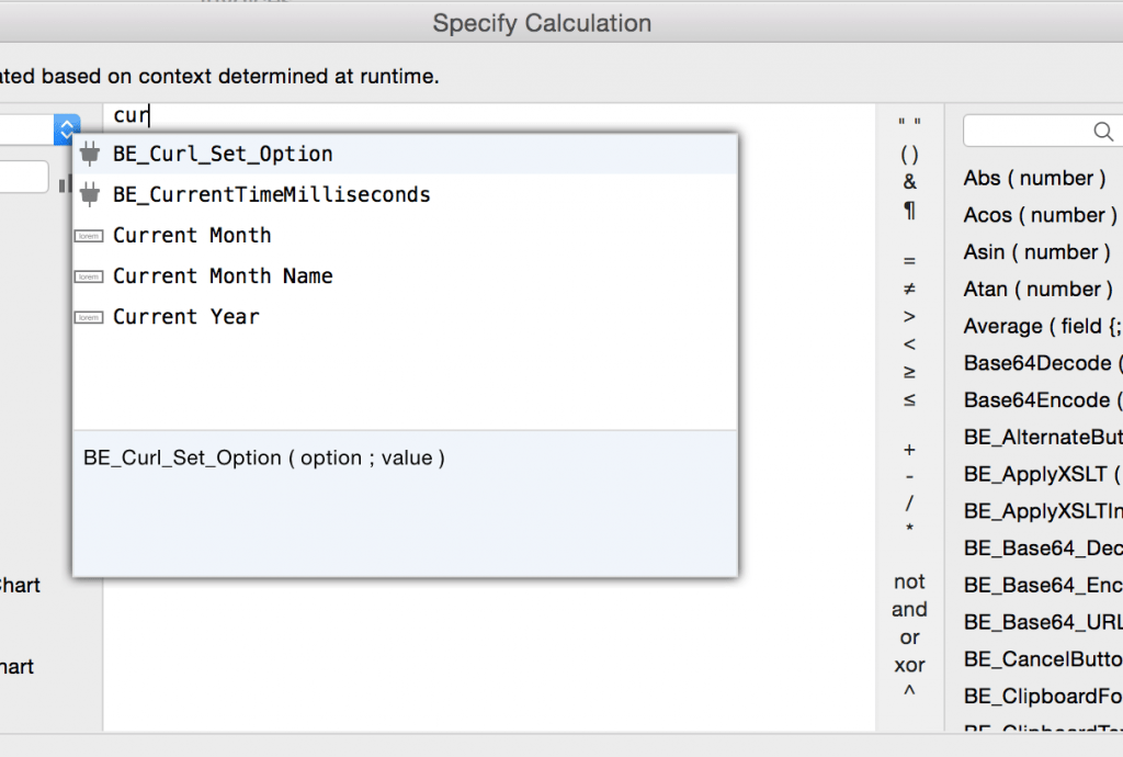 FileMaker Calculation Autocomplete