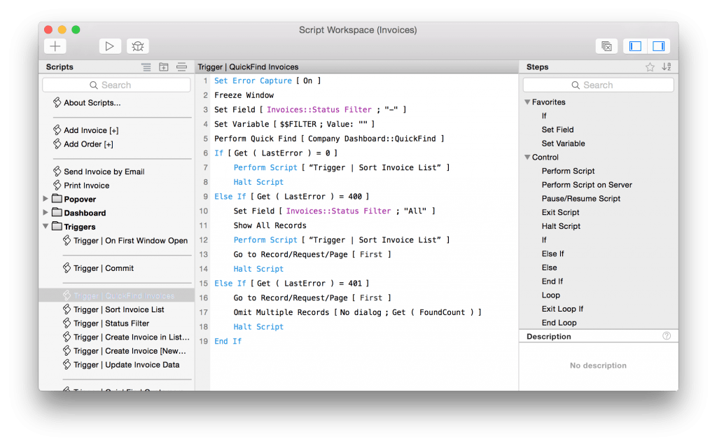 FileMaker Script Workspace