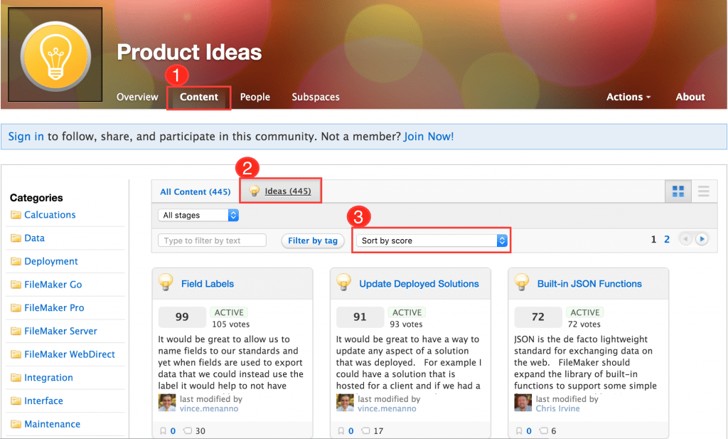 FileMaker Product Ideas Top Score