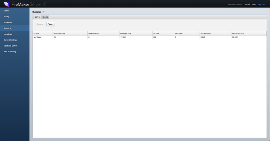 FileMaker Client Statistics Log