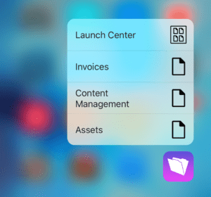 FileMaker Go 15 3D Touch Menu