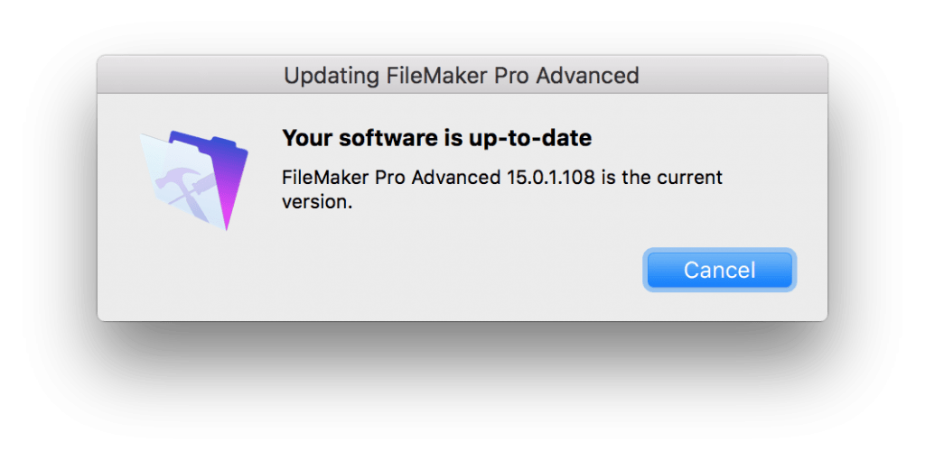 FileMaker Up To Date Message