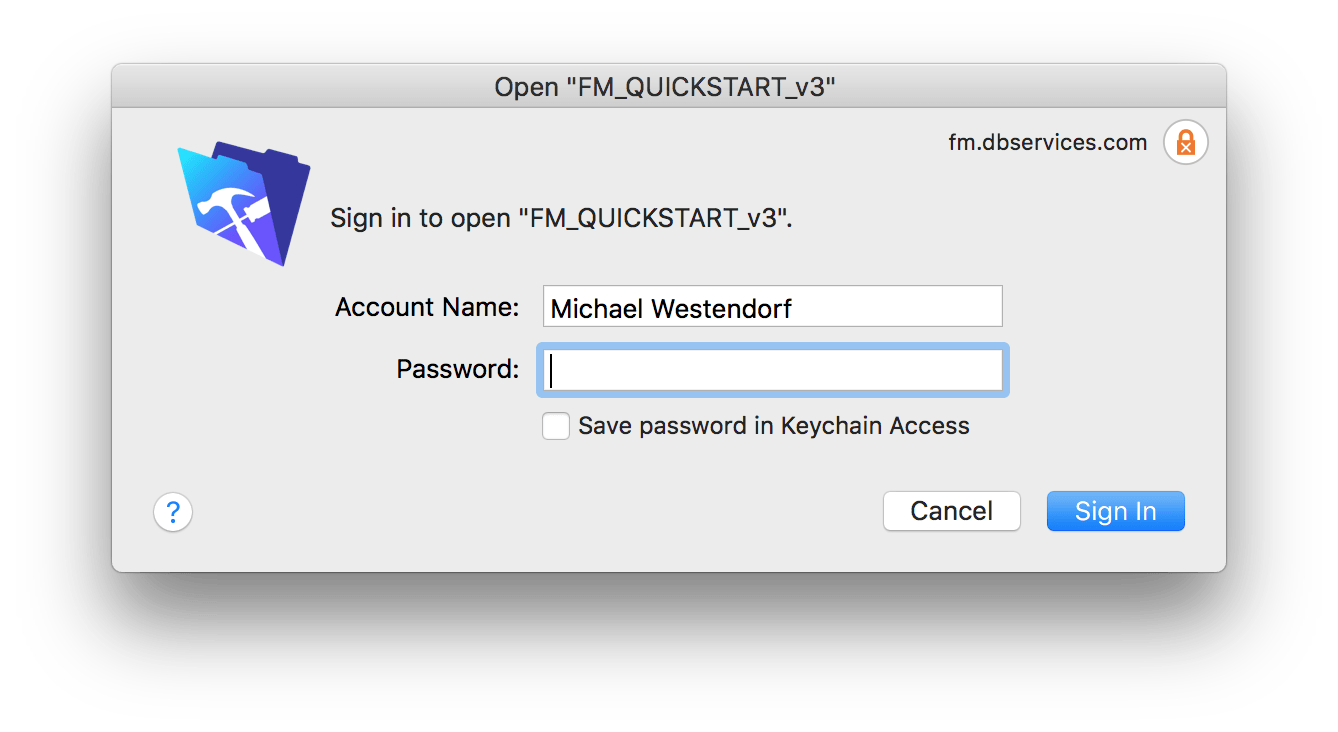 FileMaker Pro Security Credential