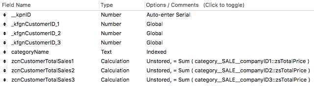 FileMaker Native Crosstab Report Fields