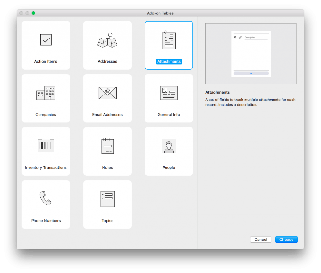 FileMaker Add-On Tables List