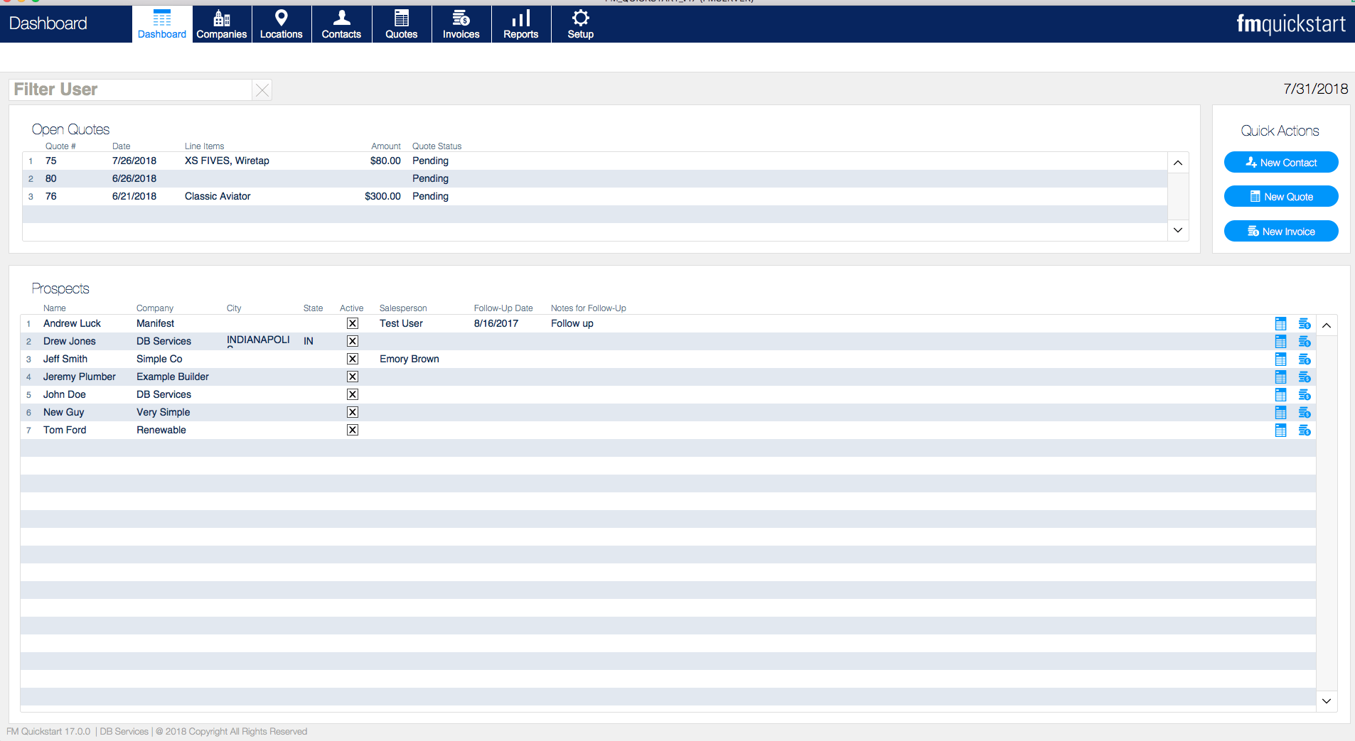 fm quickstart 17 dashboard