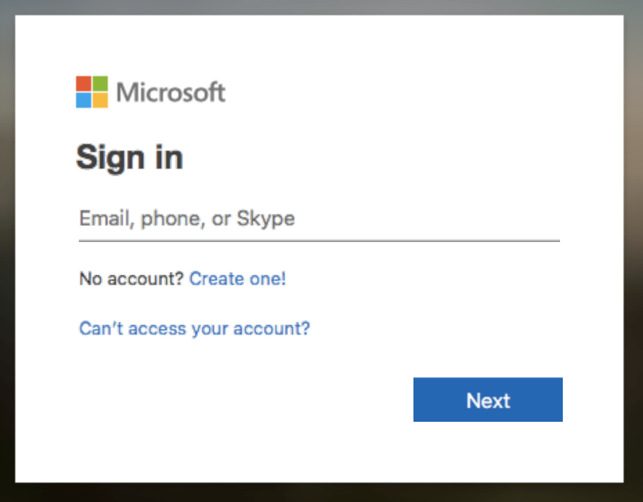 FileMaker OneDrive Login Screen