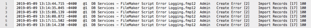 FileMaker Script Error Log