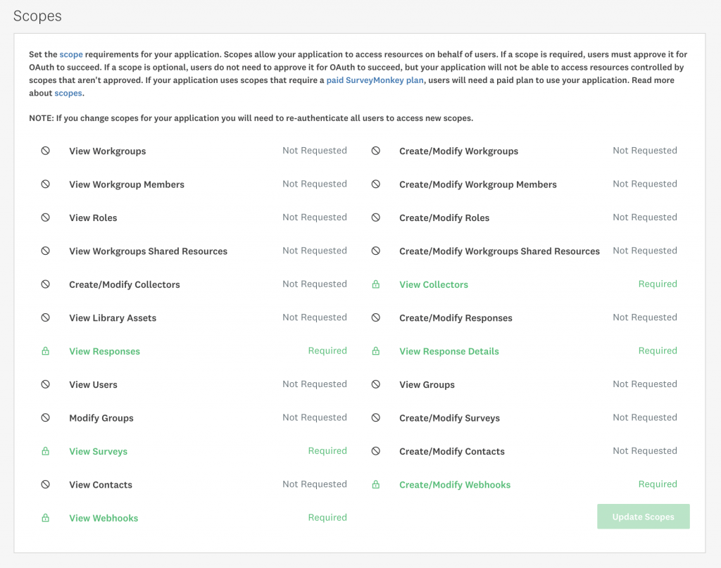 FileMaker SurveyMonkey Scopes