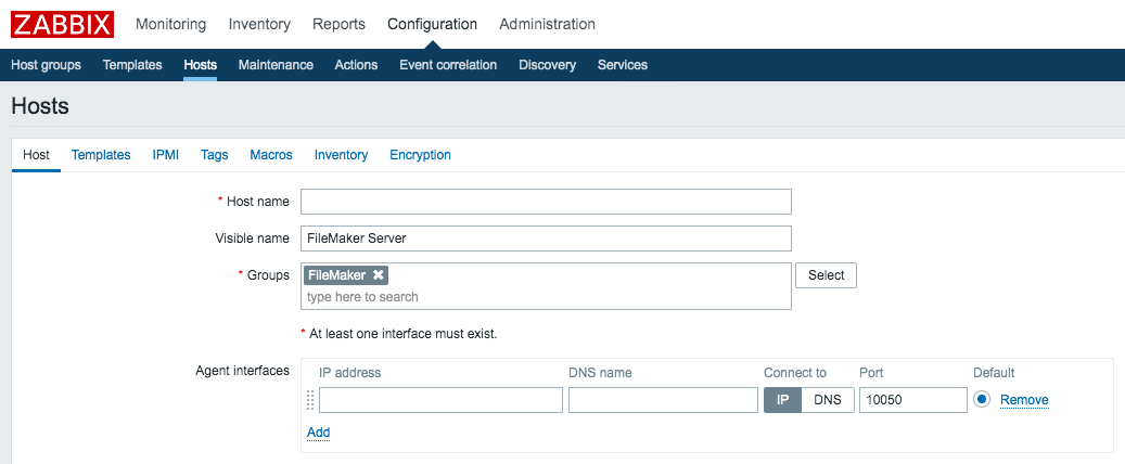 Zabbix Add Host